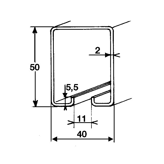 Rail Galva 50X40 MM Barre de 6M 5040/600 référence fournisseur 1850040